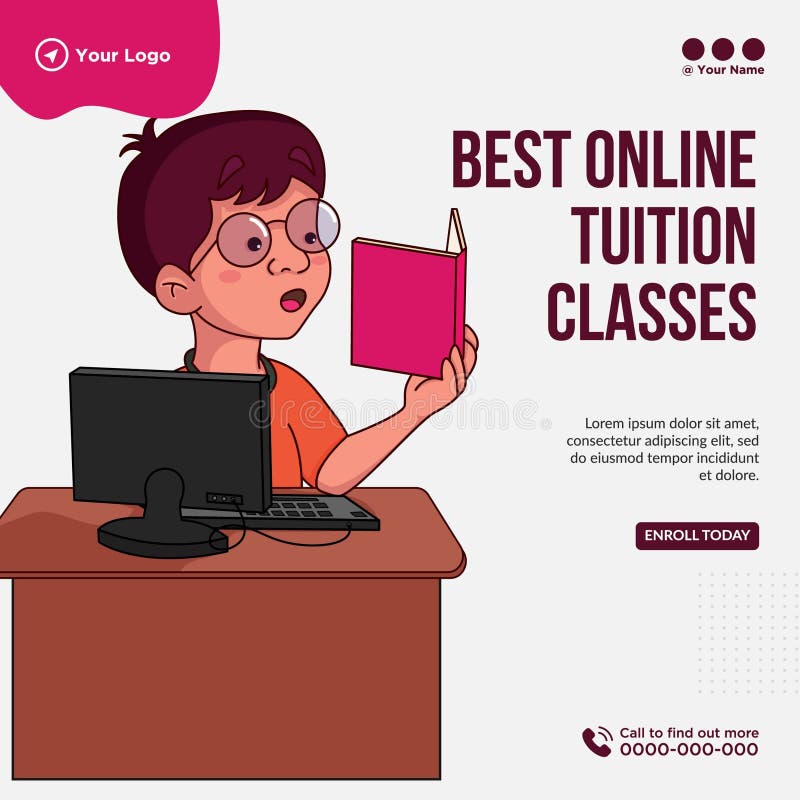 Banner Design of Best Online Tuition Classes Template. Stock Vector -  Illustration of cute, education: 230403606