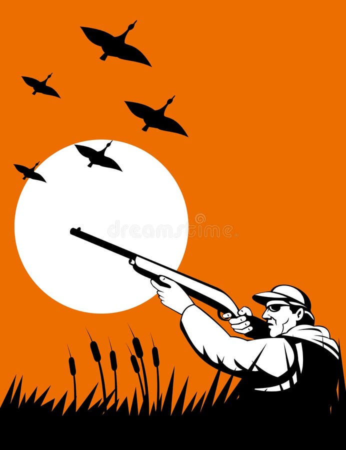 Chasseur de canard orientant le fusil de chasse