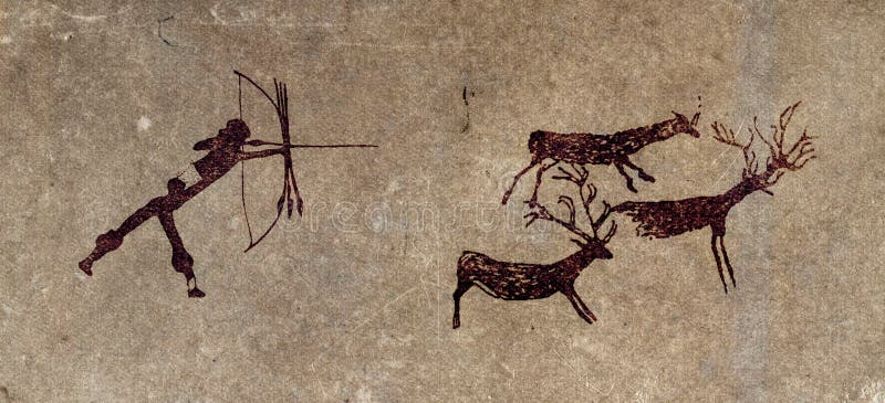 Chasseur préhistorique - reproduction de peinture de caverne