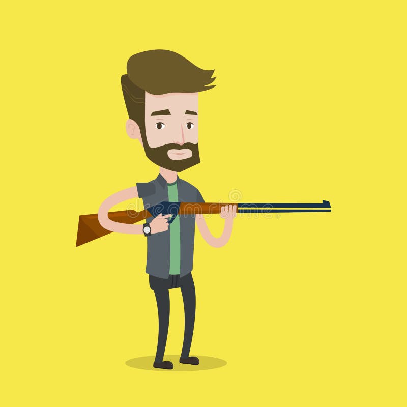 Chasseur prêt à chasser avec le fusil de chasse illustration de vecteur Chasseur prêt à chasser avec le fusil de chasse illustration de vecteur