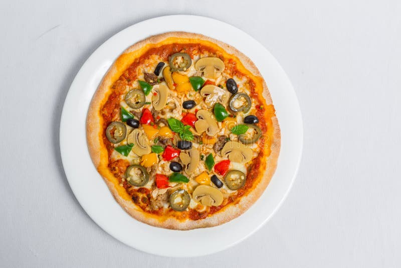 Chassi champi champo jalapeno pizza arkivfoto