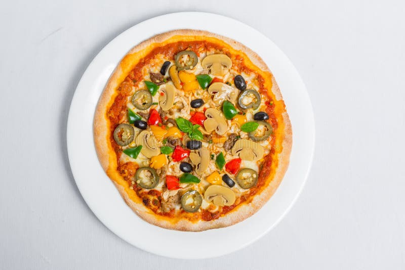 Chassi champi champo jalapeno pizza royaltyfri foto