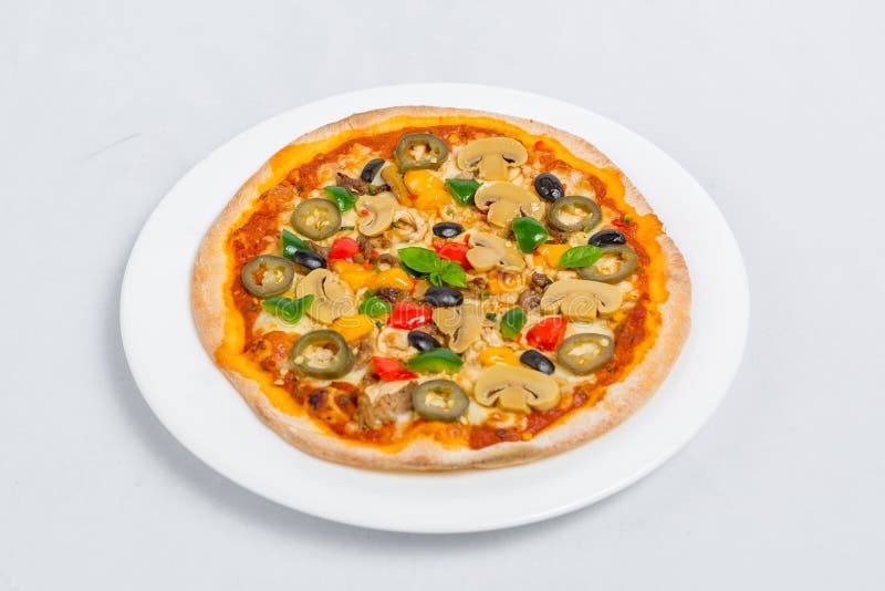 Chassi champi champo jalapeno pizza royaltyfri bild