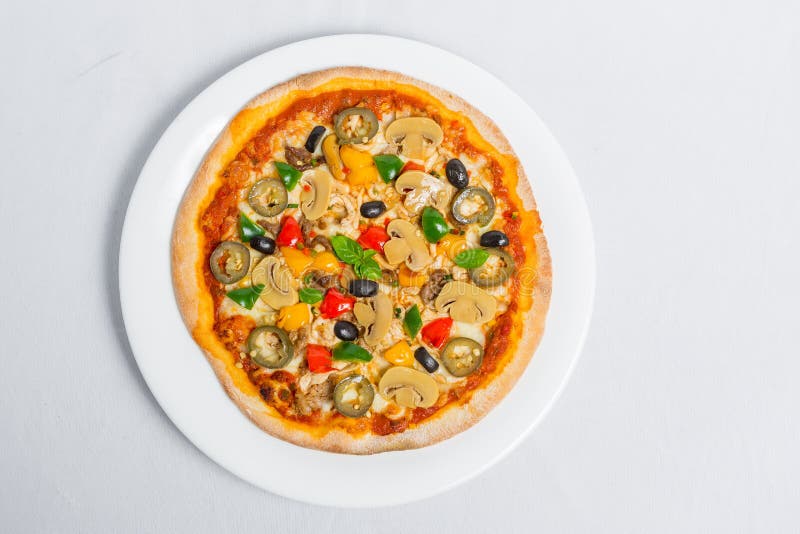 Chassi champi champo jalapeno pizza arkivbilder