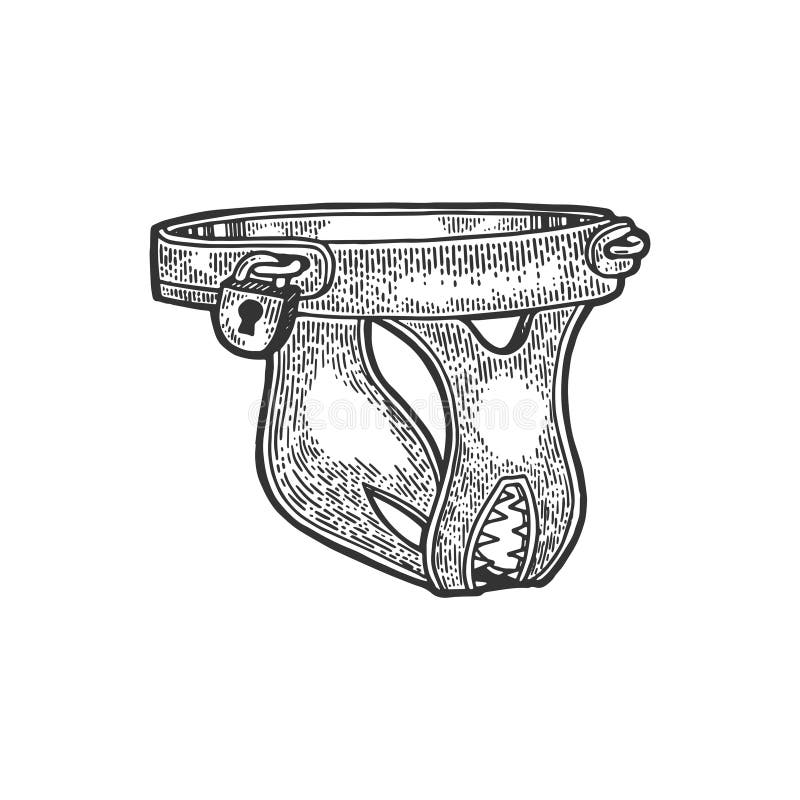 Chastity Belt Torture Device Sketch Vector Stock Vector