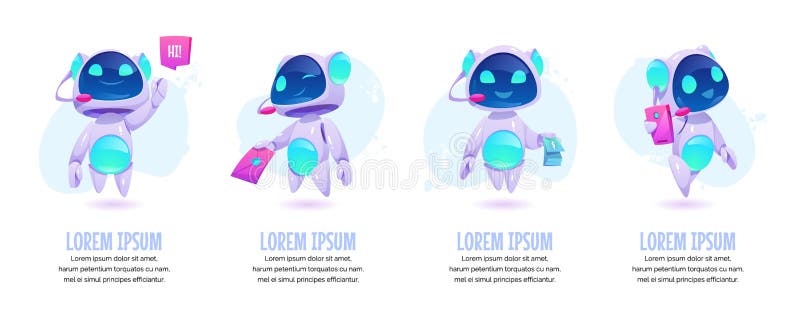 Chat bot banners set. Future marketing innovation stock illustration