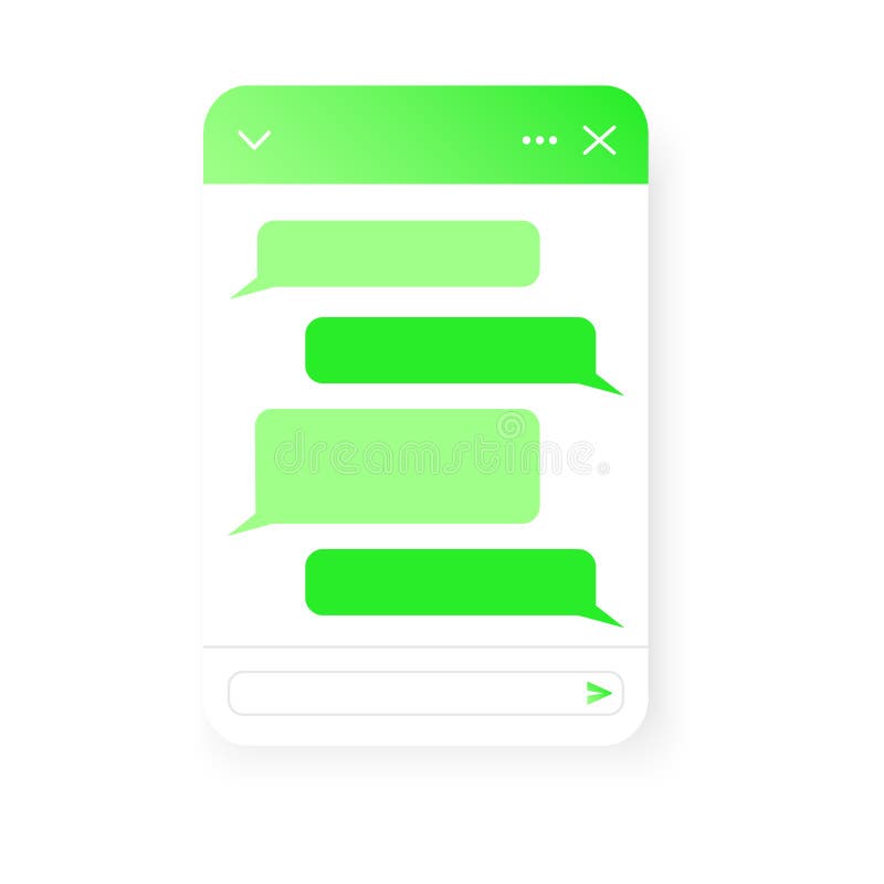 Chat bot screen template. Life chat window with message bubbles isolated on transparent background. Virtual assistant vector illustration