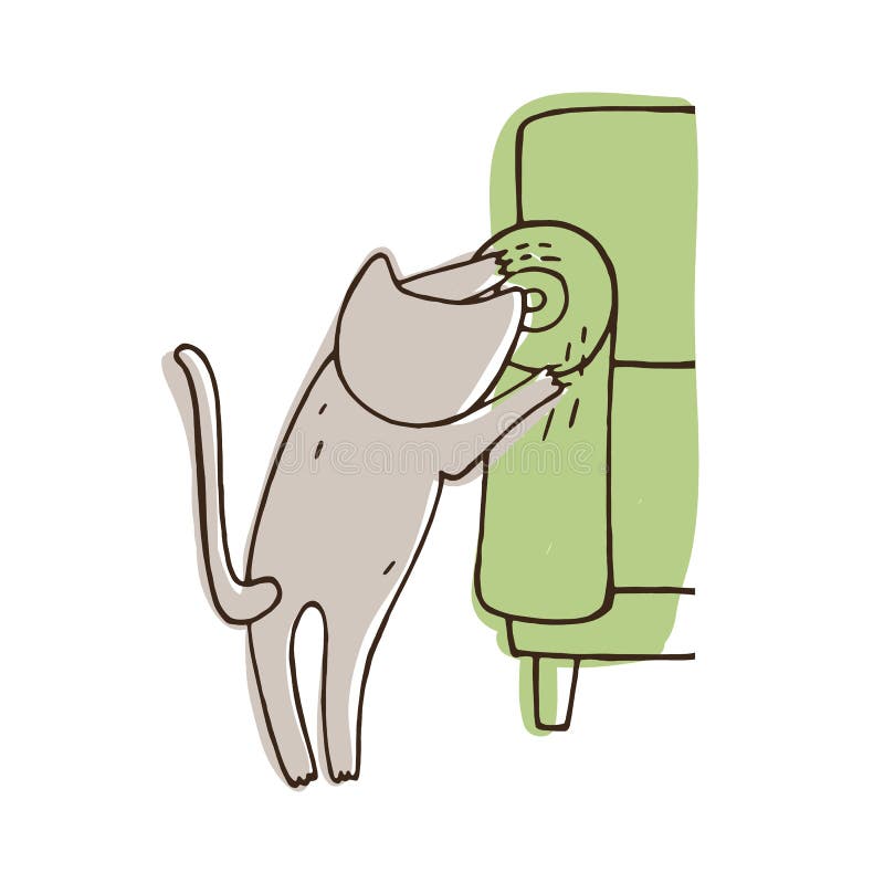 Chat Desobeissant Rayant Le Sofa D Isolement Sur Le Fond Blanc Meubles A La Maison Violents De Chaton Mechant Avec Des Griffes Illustration De Vecteur Illustration Du Rayant Isolement