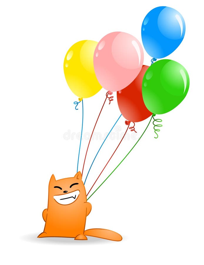Chat De Dessin Anime Avec Des Ballons Illustration De Vecteur Illustration Du Surprendre Colore