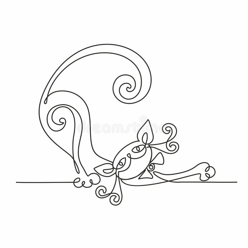 Chat Dessin au trait continu Chaton drôle Fond blanc Vecteur illustration libre de droits Chat Dessin au trait continu Chaton drôle Fond blanc Vecteur illustration libre de droits