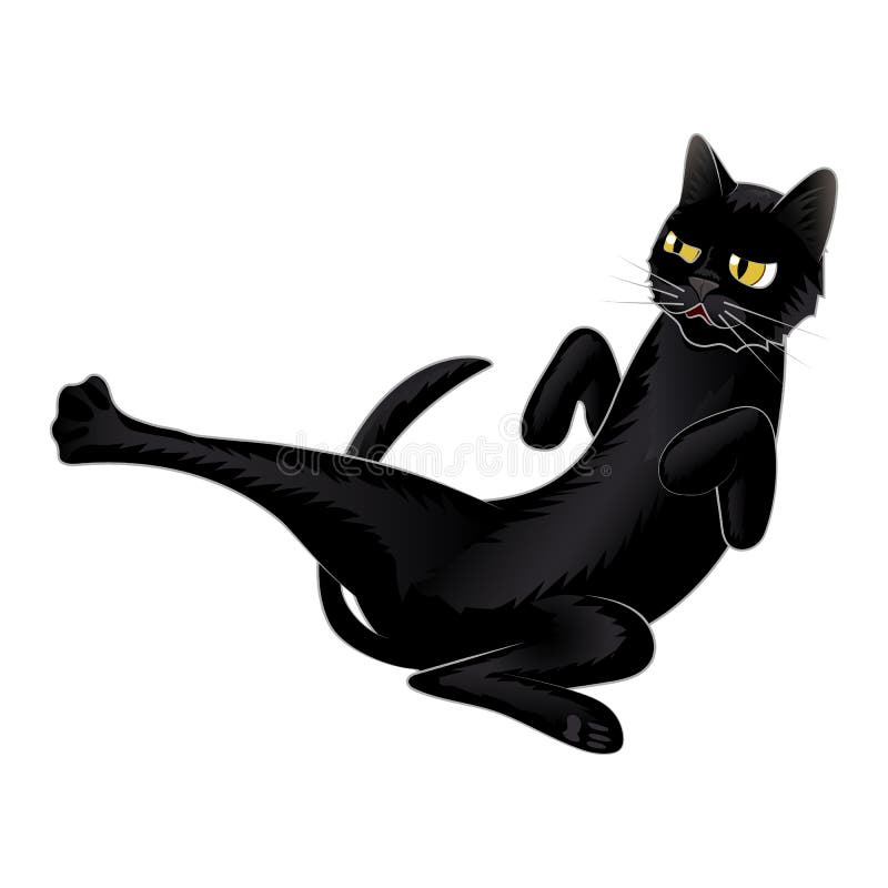 Chat noir mignon combattant sur l'illustration blanche de vecteur de fond illustration stock Chat noir mignon combattant sur l'illustration blanche de vecteur de fond illustration stock