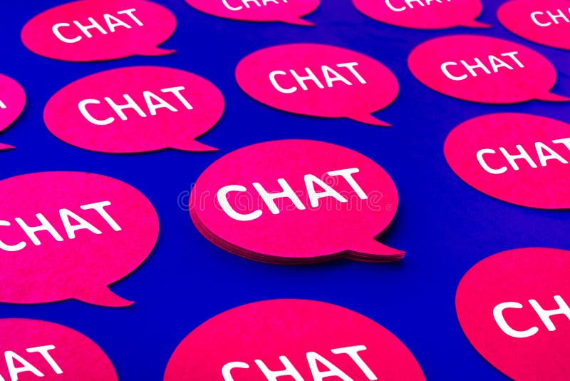 Chat,speech bubble icons on blue color background.Talking and message for social media concepts ideas