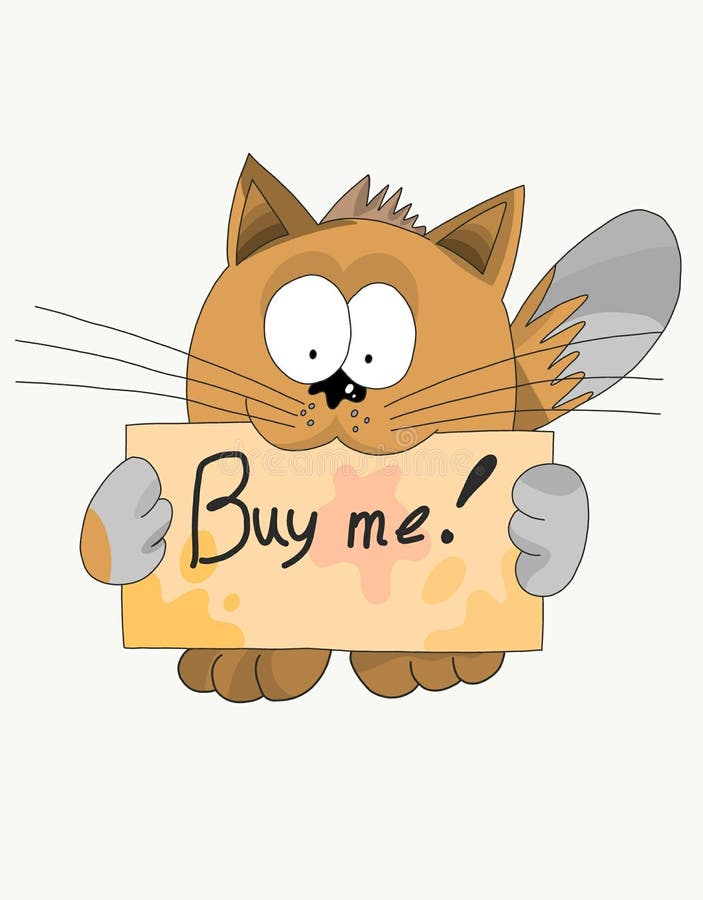 Chat très mignon avec un signe illustration libre de droits Chat très mignon avec un signe illustration libre de droits