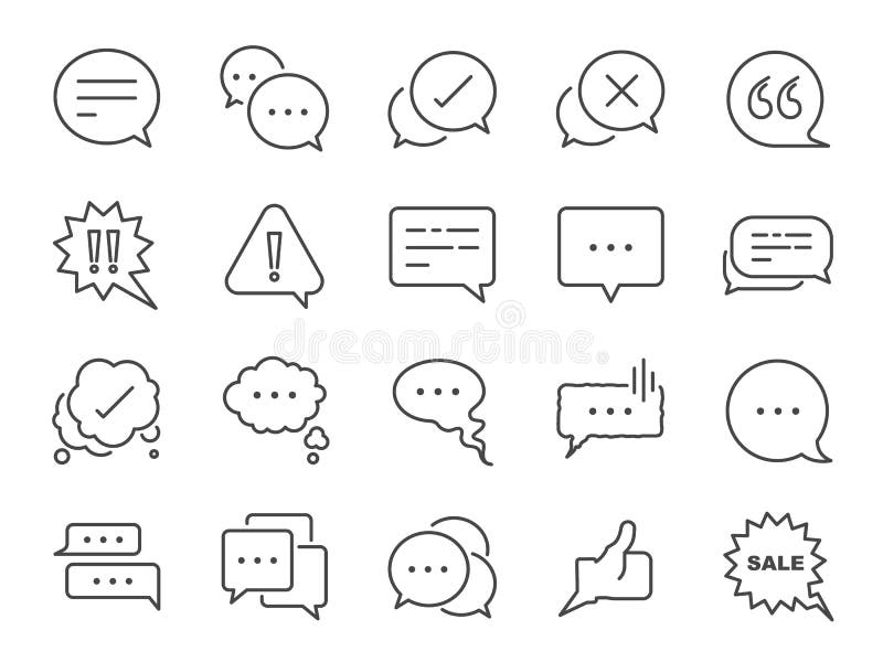 Chat- und Kurzwahlensatz Inklusive Icons wie Bubble, Talk, Social-Media-Nachrichten, Diskussionen, Reden, Kommentare und mehr