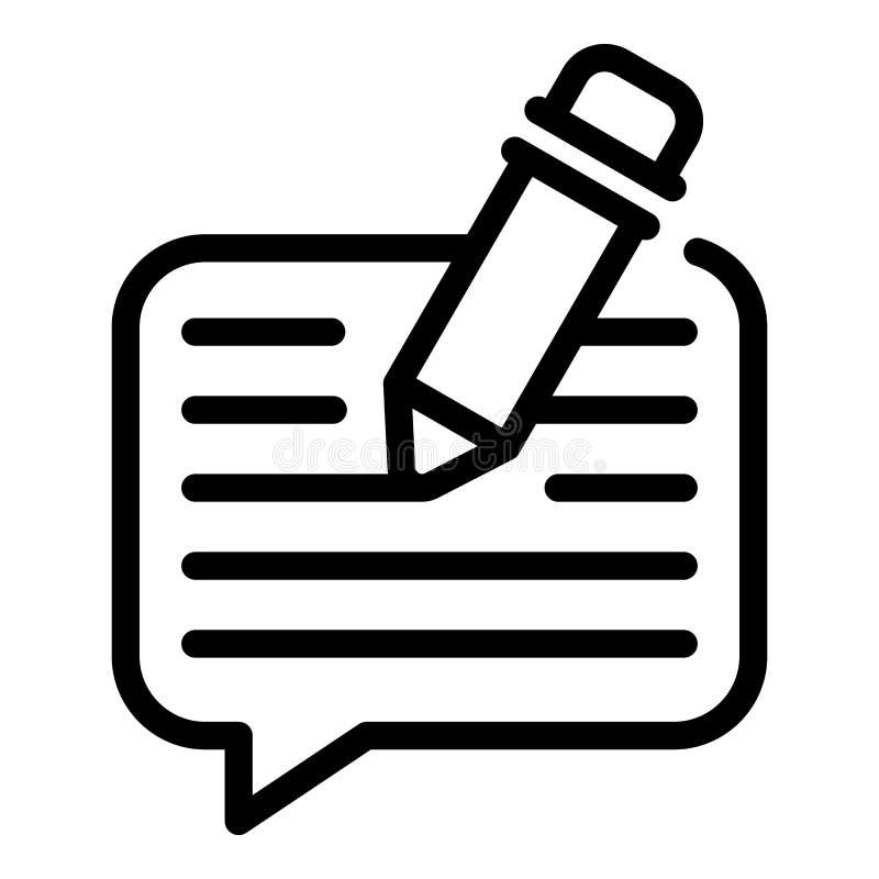 Chat writing icon, outline style stock illustration