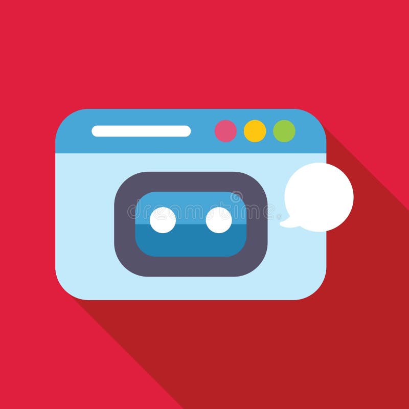 Chatbot character speaking in a web browser window royalty free illustration