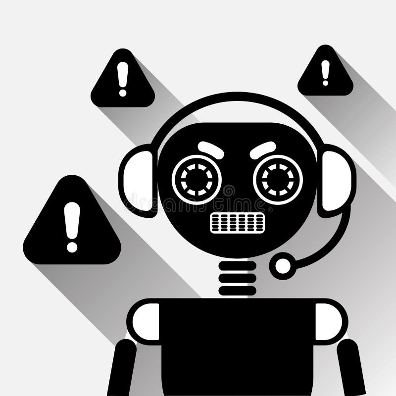 Chatbot Error Icon Concept Black Chat Bot Or Chatterbot Service Of Online Support Technology royalty free illustration
