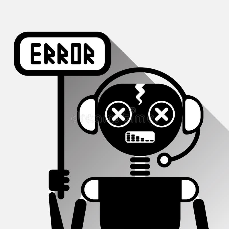 Chatbot Error Icon Concept Black Chat Bot Or Chatterbot Service Of Online Support Technology stock illustration
