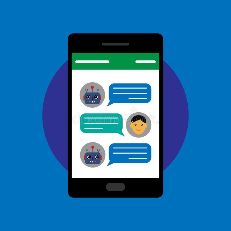 Chatbot i ludzka rozmowa na smartphone ilustracja wektor Chatbot i ludzka rozmowa na smartphone ilustracja wektor