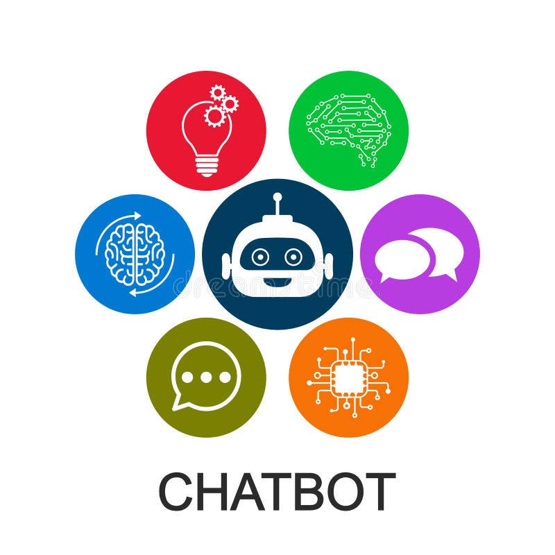 Chatbot infographic circle concept. Smart UI technology assistant, autoresponder, chat â€“ vector royalty free illustration.