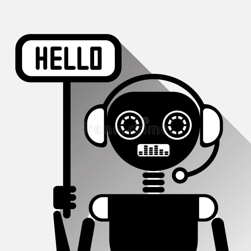 Chatbot Says Hello Icon Concept Black Chat Bot Or Chatterbot Service Of Online Support Technology vector illustration
