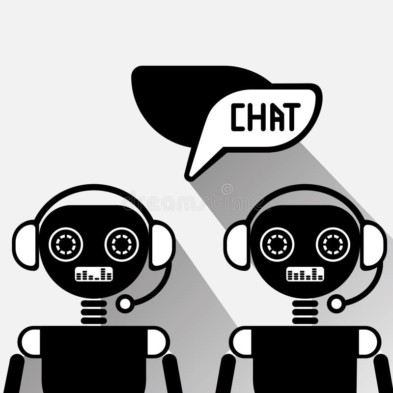Chatbot Service Icon Concept Black Chat Bot Or Chatterbot Online Support Technology stock illustration