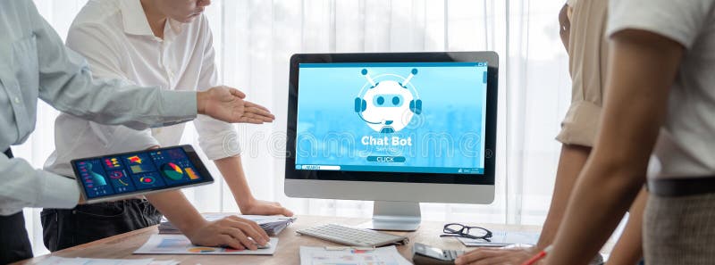 Chatbot-Software-Anwendung für das dynamische Online-Geschäft stockbild