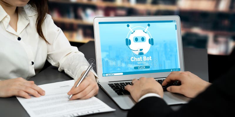 Chatbot-Software-Anwendung für das dynamische Online-Geschäft lizenzfreie stockfotos