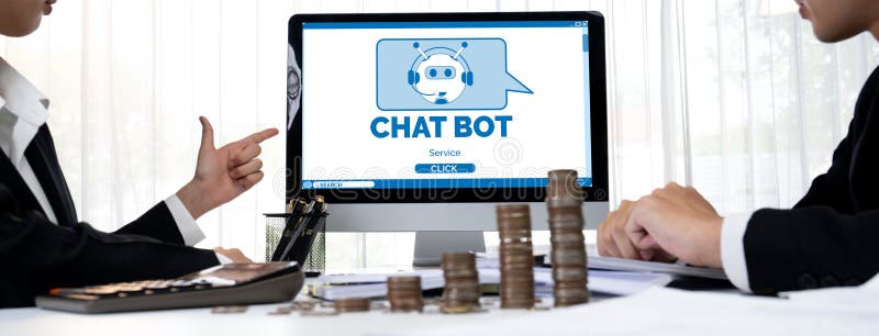 Chatbot-Software-Anwendung für das dynamische Online-Geschäft stockfoto
