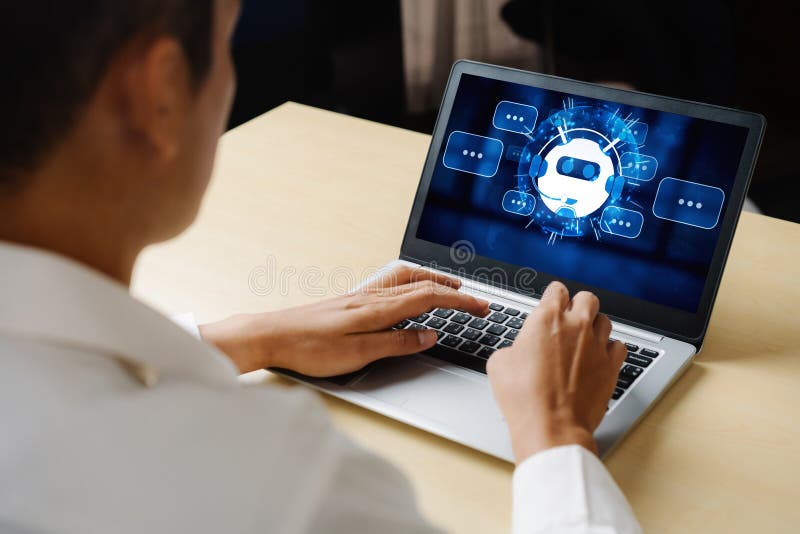 Chatbot-Software-Anwendung für moderne Online-Geschäfte lizenzfreie stockfotos