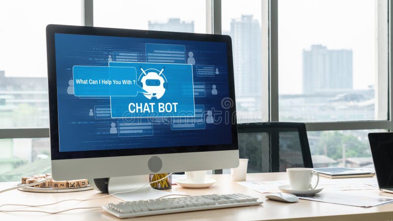 Chatbot-Software-Anwendung für moderne Online-Geschäfte stockbilder