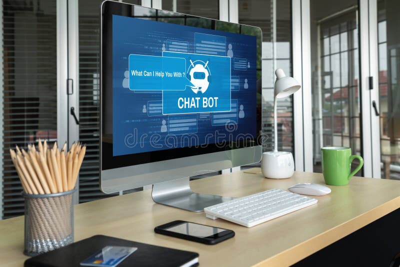 Chatbot-Software-Anwendung für moderne Online-Geschäfte stockfoto