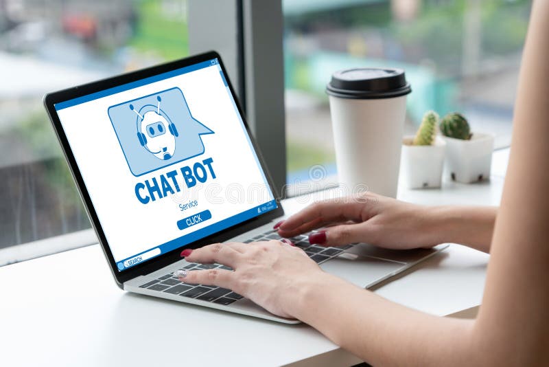 Chatbot-Software-Anwendung für moderne Online-Geschäfte lizenzfreie stockbilder