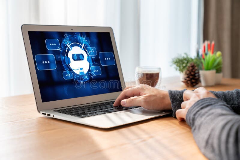 Chatbot-Software-Anwendung für moderne Online-Geschäfte stockfoto