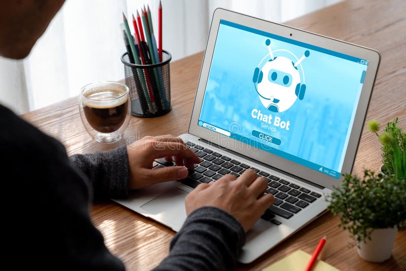 Chatbot-Software-Anwendung für moderne Online-Geschäfte stockfotografie