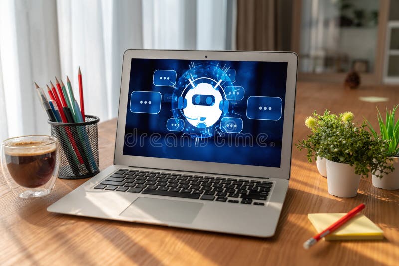 Chatbot-Software-Anwendung für moderne Online-Geschäfte lizenzfreie stockfotos