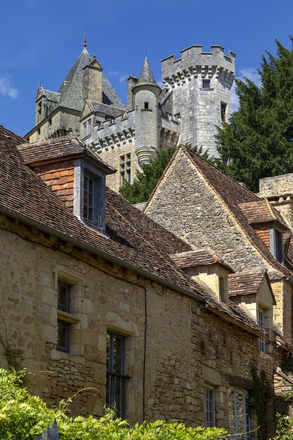 Chateau DE Montfort - Dordogne - Frankrijk Stock Foto - Afbeelding