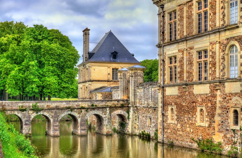 Chateau de Serrant, a castle in the Loire Valley, France. Hdr bridge stock images, royalty-free photos and pictures