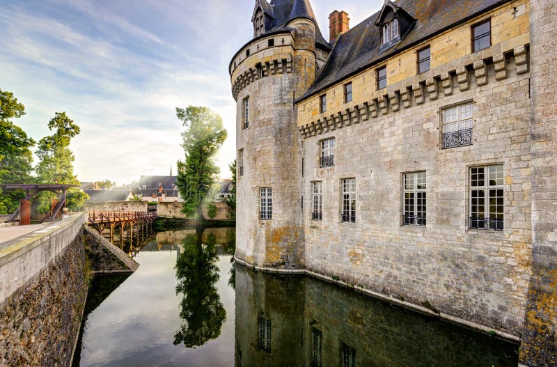 The Chateau of Sully-sur-Loire at Sunset, France Stock Photo - Image of ...