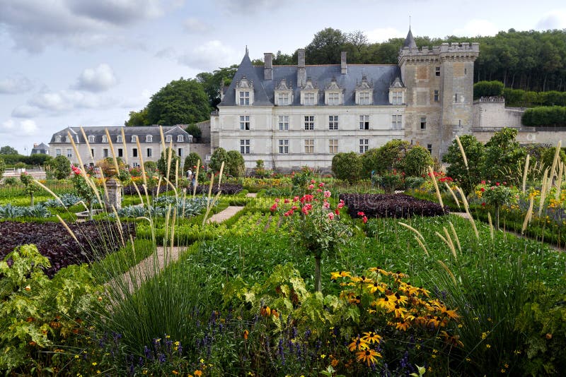 Chateau van villandry met tuin royalty-vrije stock foto Chateau van villandry met tuin royalty-vrije stock foto