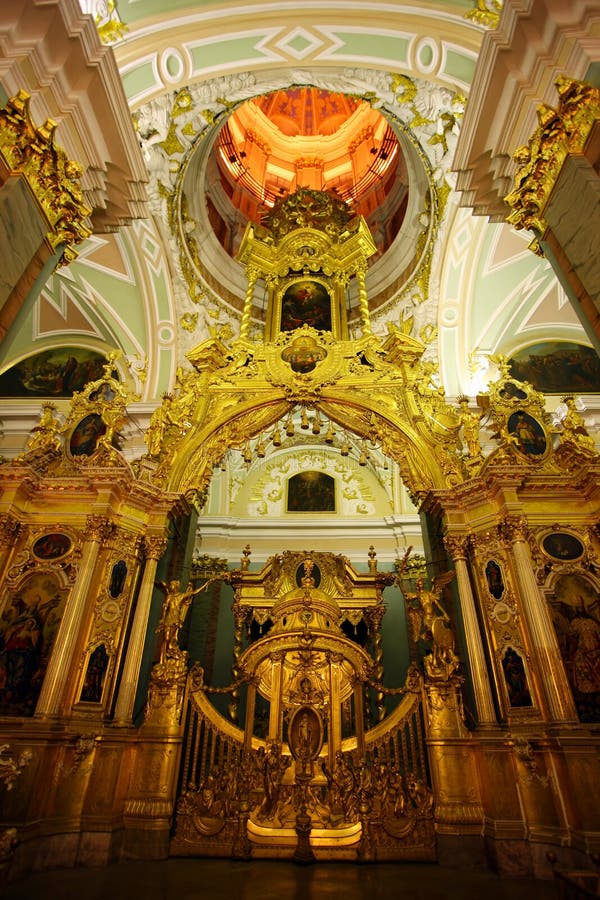 Cathedral in the Peter and Paul Fortress, St Petersburg, Petropavlovsk, view from inside. Cathedral in the Peter and Paul Fortress, St Petersburg, Petropavlovsk, view from inside