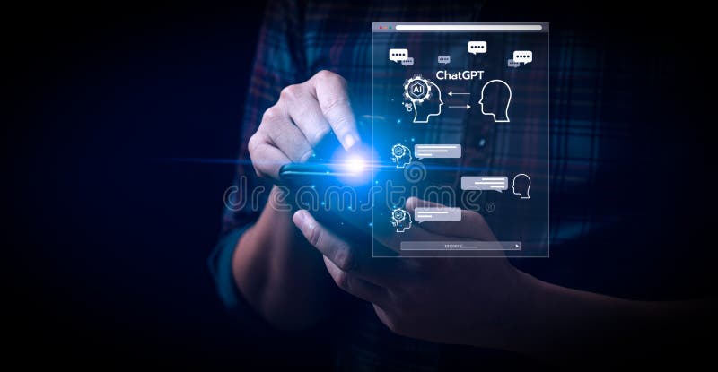ChatGPT Chat with AI or Artificial Intelligence technology, business use AI smart technology by inputting, deep learning Neural networks to understand, respond to user inputs. future technology