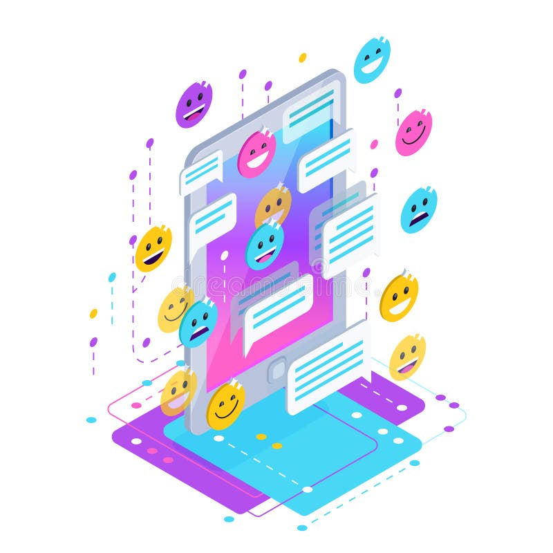 Chating. Isometric chat concept. royalty free illustration Chating. Isometric chat concept. royalty free illustration
