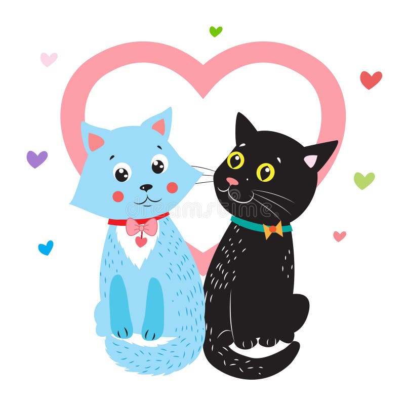 Chats d'amour Illustration d'animaux de bande dessinée de vecteur Deux chats Je t'aime tellement illustration libre de droits Chats d'amour Illustration d'animaux de bande dessinée de vecteur Deux chats Je t'aime tellement illustration libre de droits