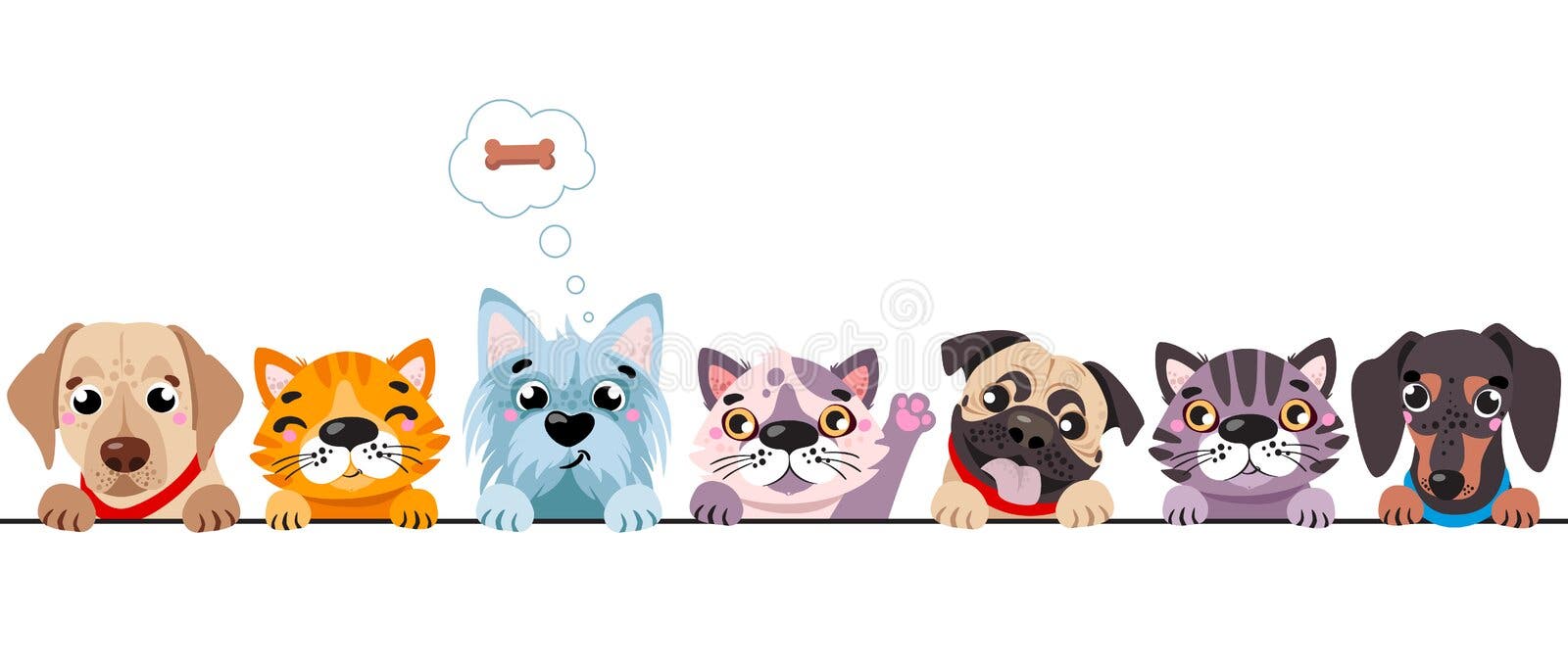 Chats et petit ensemble de frontière de chiens Chien drôle et meilleurs amis mignons de chat Jour heureux d'amitié Chats et petit ensemble de frontière de chiens Chien drôle et meilleurs amis mignons de chat Jour heureux d'amitié