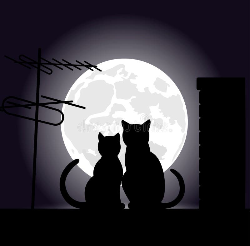Chats Amoureux Sur Un Toit De Nuit Stock Illustrations, Vecteurs, & Clipart  – (10 Stock Illustrations)