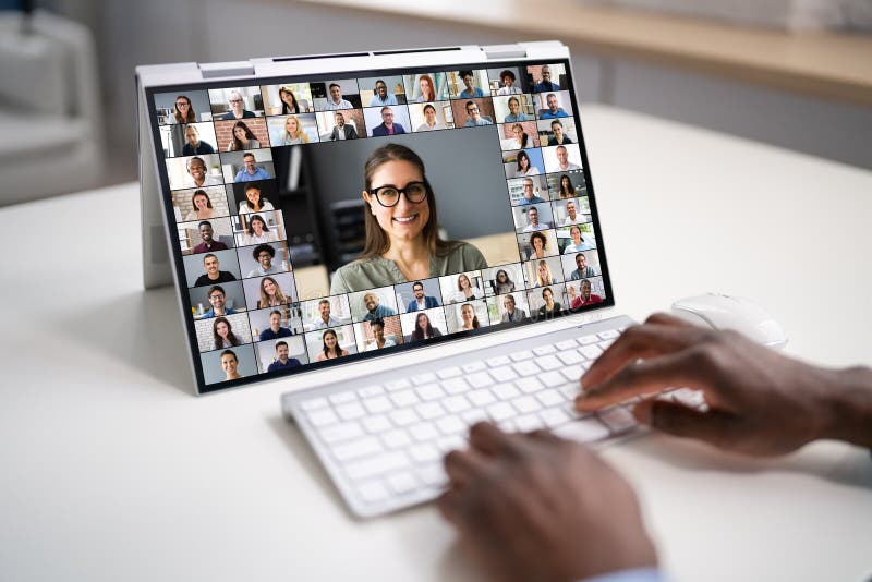 Chatt för möte med virtuella videokonferenser royaltyfri fotografi