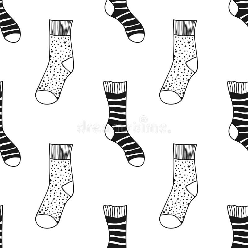 chaussettes Modèle sans couture noir et blanc pour livre de coloriage et la page vêtements tricotés illustration stock chaussettes Modèle sans couture noir et blanc pour livre de coloriage et la page vêtements tricotés illustration stock