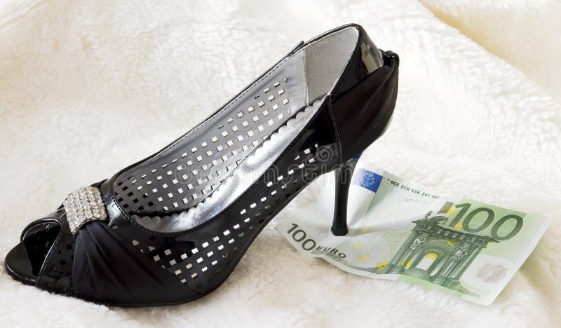 Chaussure noire avec de l'argent photo libre de droits
