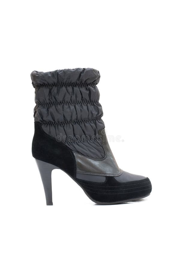 Chaussure noire à talon haut décorée de textile images libres de droits